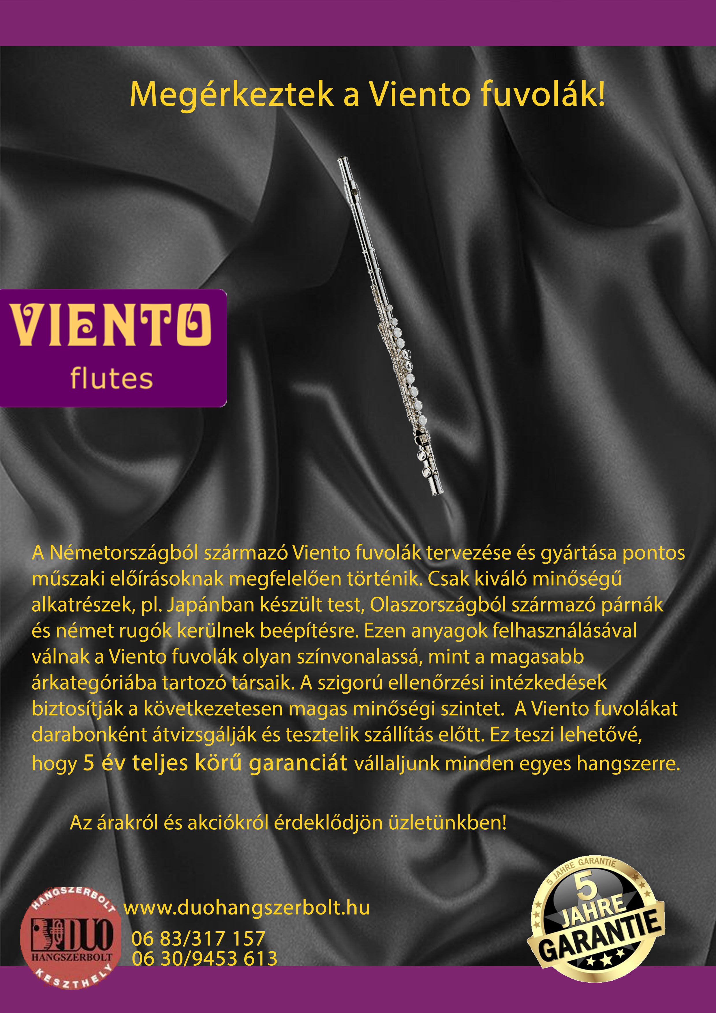 Viento fuvolák ismét elérhetőek